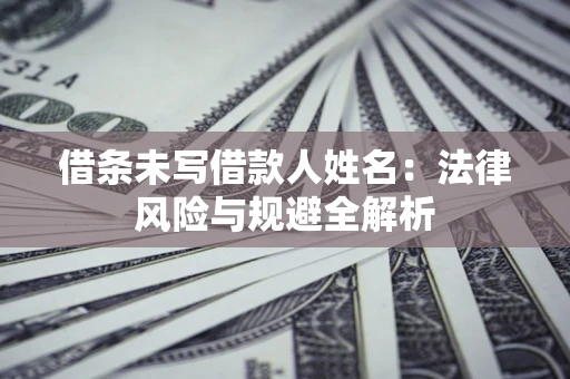 武汉借条未写借款人姓名：法律风险与规避全解析