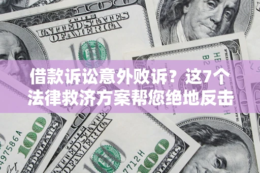 武汉借款诉讼意外败诉？这7个法律救济方案帮您绝地反击！